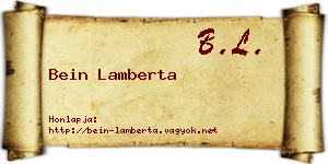 Bein Lamberta névjegykártya